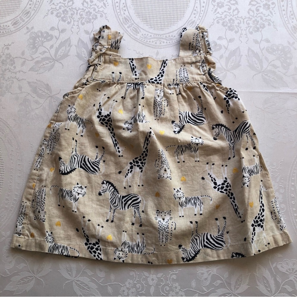 Koala kids Toddler Girls Size 3T Sleeveless Summer Dress Safari Animal Tan/Black